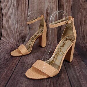 Sam Edelman Yaro 10m Peach Open Toe Adjustable Ankle Strap Leather Heeled Sandal